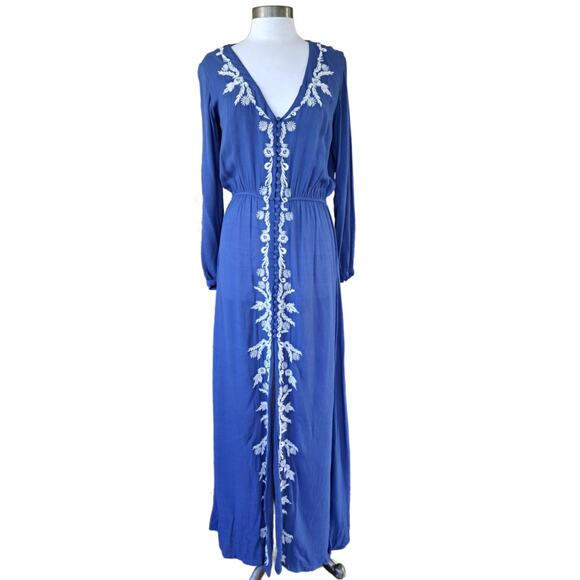 Lovers & Friends Valentine Embroidered Button Front Maxi Dress Size Small - Picture 2 of 15